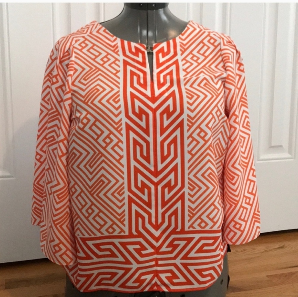 Chico's Black Label flowy Aztec 3/4 sleeve top